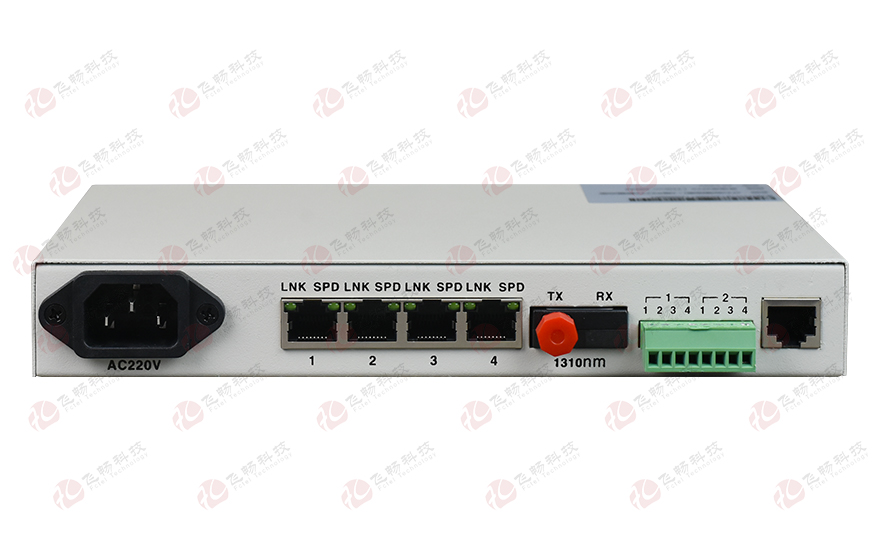 桌面型4路電話(huà)+4千兆以太網(wǎng)+2路串口數(shù)據(jù) 電話(huà)光端機(jī)