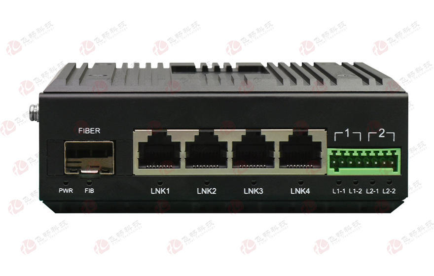 工業(yè)軌式2路串口／4路開關(guān)量+4路千兆電 光端機(jī)
